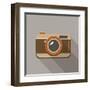 Flat Long Shadow Retro Camera Icon-YasnaTen-Framed Art Print