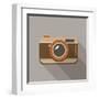 Flat Long Shadow Retro Camera Icon-YasnaTen-Framed Art Print