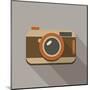 Flat Long Shadow Retro Camera Icon-YasnaTen-Mounted Art Print