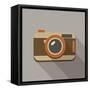 Flat Long Shadow Retro Camera Icon-YasnaTen-Framed Stretched Canvas