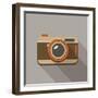 Flat Long Shadow Retro Camera Icon-YasnaTen-Framed Art Print