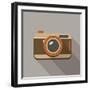 Flat Long Shadow Retro Camera Icon-YasnaTen-Framed Art Print