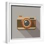 Flat Long Shadow Retro Camera Icon-YasnaTen-Framed Art Print