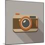 Flat Long Shadow Retro Camera Icon-YasnaTen-Mounted Art Print