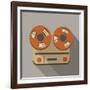 Flat Long Shadow Tape Recorder-YasnaTen-Framed Art Print