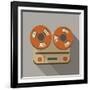 Flat Long Shadow Tape Recorder-YasnaTen-Framed Art Print