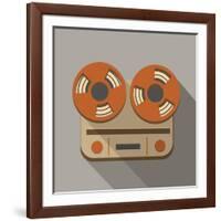 Flat Long Shadow Tape Recorder-YasnaTen-Framed Art Print