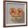 Flat Long Shadow Tape Recorder-YasnaTen-Framed Art Print