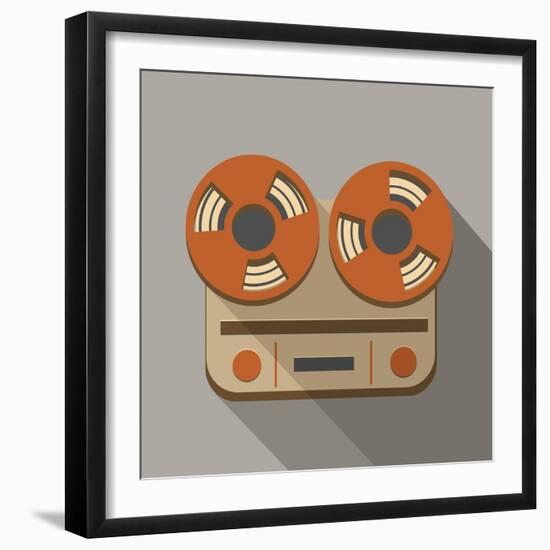 Flat Long Shadow Tape Recorder-YasnaTen-Framed Art Print