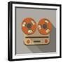 Flat Long Shadow Tape Recorder-YasnaTen-Framed Art Print