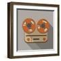 Flat Long Shadow Tape Recorder-YasnaTen-Framed Art Print