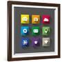 Flat Long Shadow Web Icons-YasnaTen-Framed Art Print