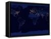 Flat Map of Earth Showing City Lights of the World at Night-Stocktrek Images-Framed Stretched Canvas