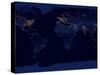 Flat Map of Earth Showing City Lights of the World at Night-Stocktrek Images-Stretched Canvas