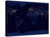 Flat Map of Earth Showing City Lights of the World at Night-Stocktrek Images-Stretched Canvas