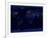 Flat Map of Earth Showing City Lights of the World at Night-Stocktrek Images-Framed Photographic Print