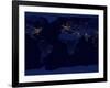 Flat Map of Earth Showing City Lights of the World at Night-Stocktrek Images-Framed Photographic Print