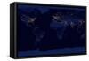 Flat Map of Earth Showing City Lights of the World at Night-Stocktrek Images-Framed Stretched Canvas