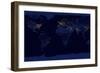 Flat Map of Earth Showing City Lights of the World at Night-Stocktrek Images-Framed Art Print