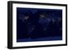 Flat Map of Earth Showing City Lights of the World at Night-Stocktrek Images-Framed Art Print