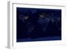 Flat Map of Earth Showing City Lights of the World at Night-Stocktrek Images-Framed Art Print