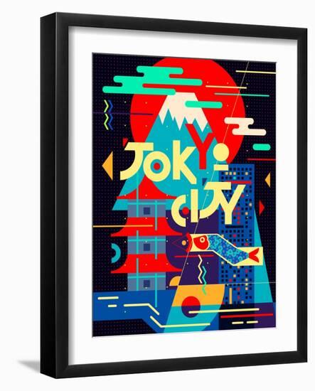 Flat Poster. Tokyo City-Daria_I-Framed Art Print