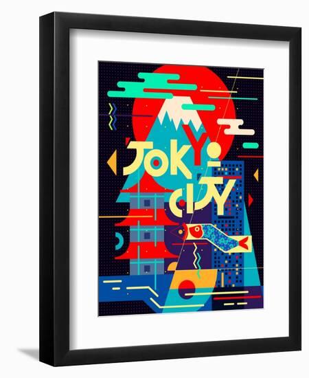 Flat Poster. Tokyo City-Daria_I-Framed Art Print