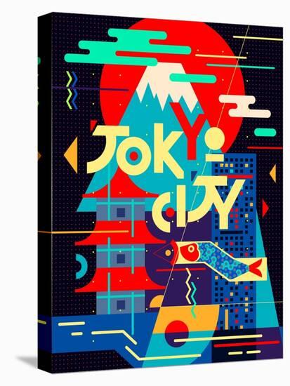 Flat Poster. Tokyo City-Daria_I-Stretched Canvas