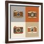 Flat Retro Camera Icons-YasnaTen-Framed Art Print