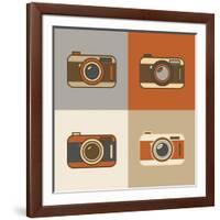 Flat Retro Camera Icons-YasnaTen-Framed Art Print