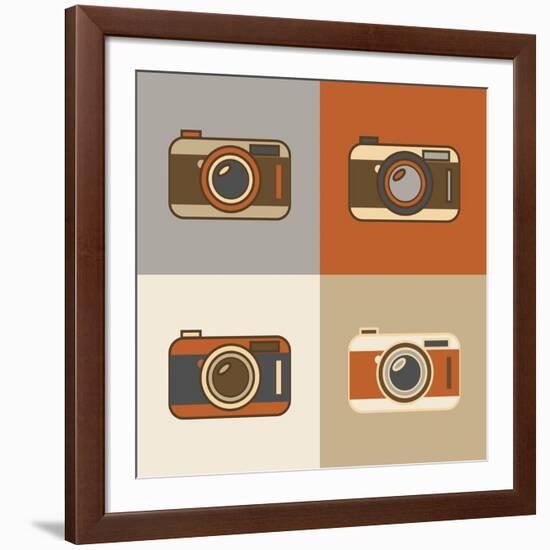 Flat Retro Camera Icons-YasnaTen-Framed Art Print