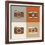 Flat Retro Camera Icons-YasnaTen-Framed Art Print