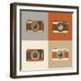 Flat Retro Camera Icons-YasnaTen-Framed Art Print