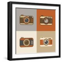 Flat Retro Camera Icons-YasnaTen-Framed Art Print