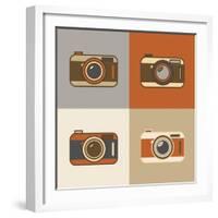 Flat Retro Camera Icons-YasnaTen-Framed Art Print