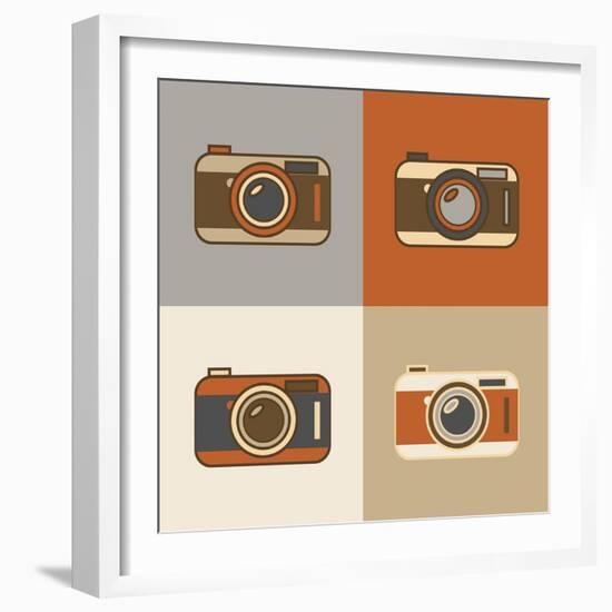 Flat Retro Camera Icons-YasnaTen-Framed Art Print