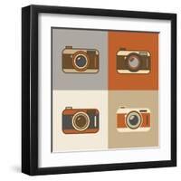 Flat Retro Camera Icons-YasnaTen-Framed Art Print