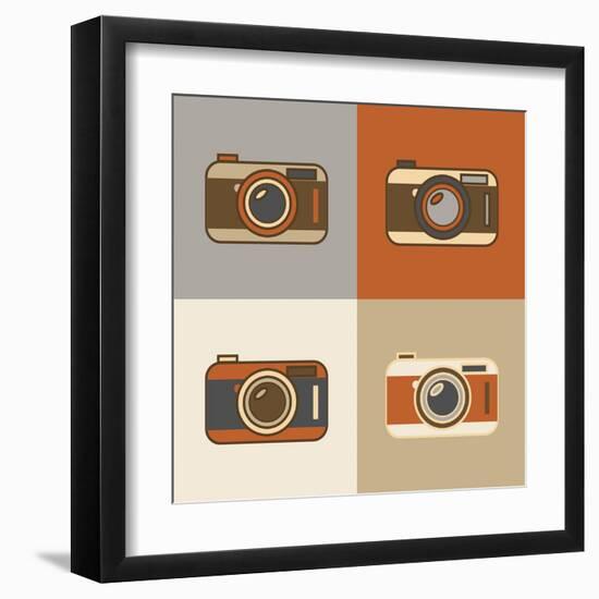 Flat Retro Camera Icons-YasnaTen-Framed Art Print