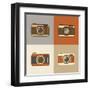 Flat Retro Camera Icons-YasnaTen-Framed Art Print