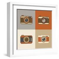 Flat Retro Camera Icons-YasnaTen-Framed Art Print