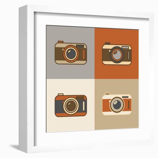 Flat Retro Camera Icons-YasnaTen-Framed Art Print