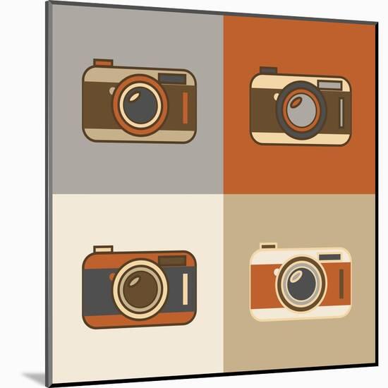 Flat Retro Camera Icons-YasnaTen-Mounted Art Print