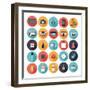 Flat Shopping Icons Set-bloomua-Framed Premium Giclee Print