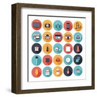 Flat Shopping Icons Set-bloomua-Framed Art Print