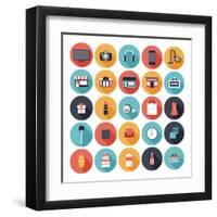 Flat Shopping Icons Set-bloomua-Framed Art Print