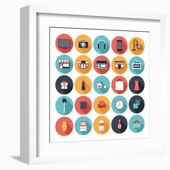 Flat Shopping Icons Set-bloomua-Framed Art Print