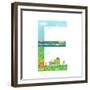 Flat Style Alphabet Letter E for Kids with Cars and City. for Children Boys and Girls with City, Ho-Popmarleo-Framed Premium Giclee Print