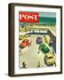 "Flat Tire at the Beach" Saturday Evening Post Cover, July 23, 1955-Thornton Utz-Framed Premium Giclee Print