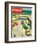 "Flat Tire at the Beach" Saturday Evening Post Cover, July 23, 1955-Thornton Utz-Framed Giclee Print