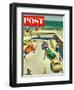 "Flat Tire at the Beach" Saturday Evening Post Cover, July 23, 1955-Thornton Utz-Framed Giclee Print